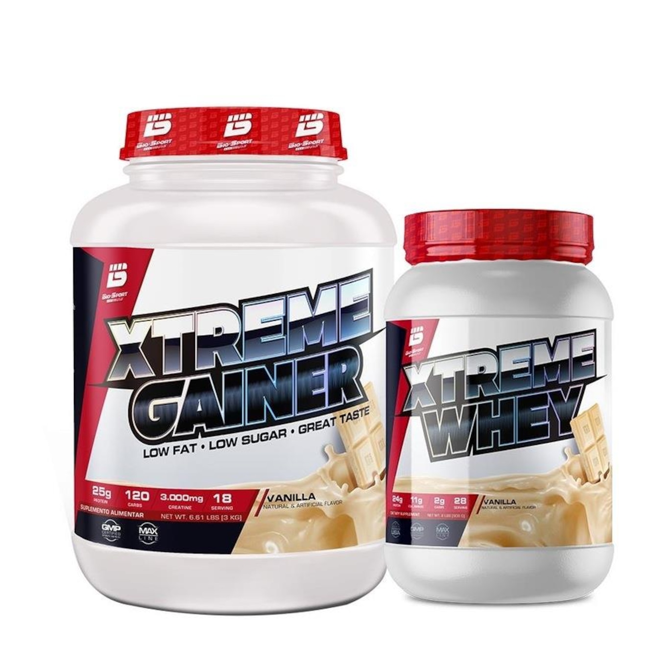 Kit Xtreme Hiper Calórico Gainer 3Kg + Whey Protein 900G - Bio Sport Usa - Foto 1