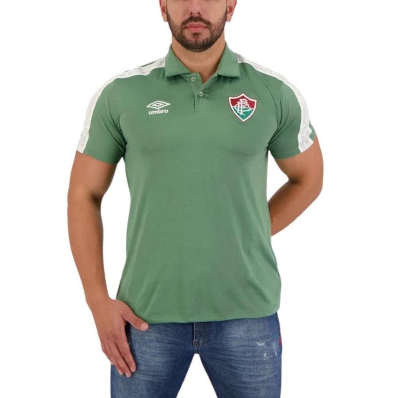 Camisa Polo do Fluminense 2022 Umbro Viagem - Masculina - Foto 1