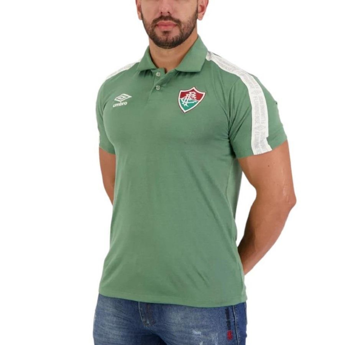 Camisa Polo do Fluminense 2022 Umbro Viagem - Masculina - Foto 2