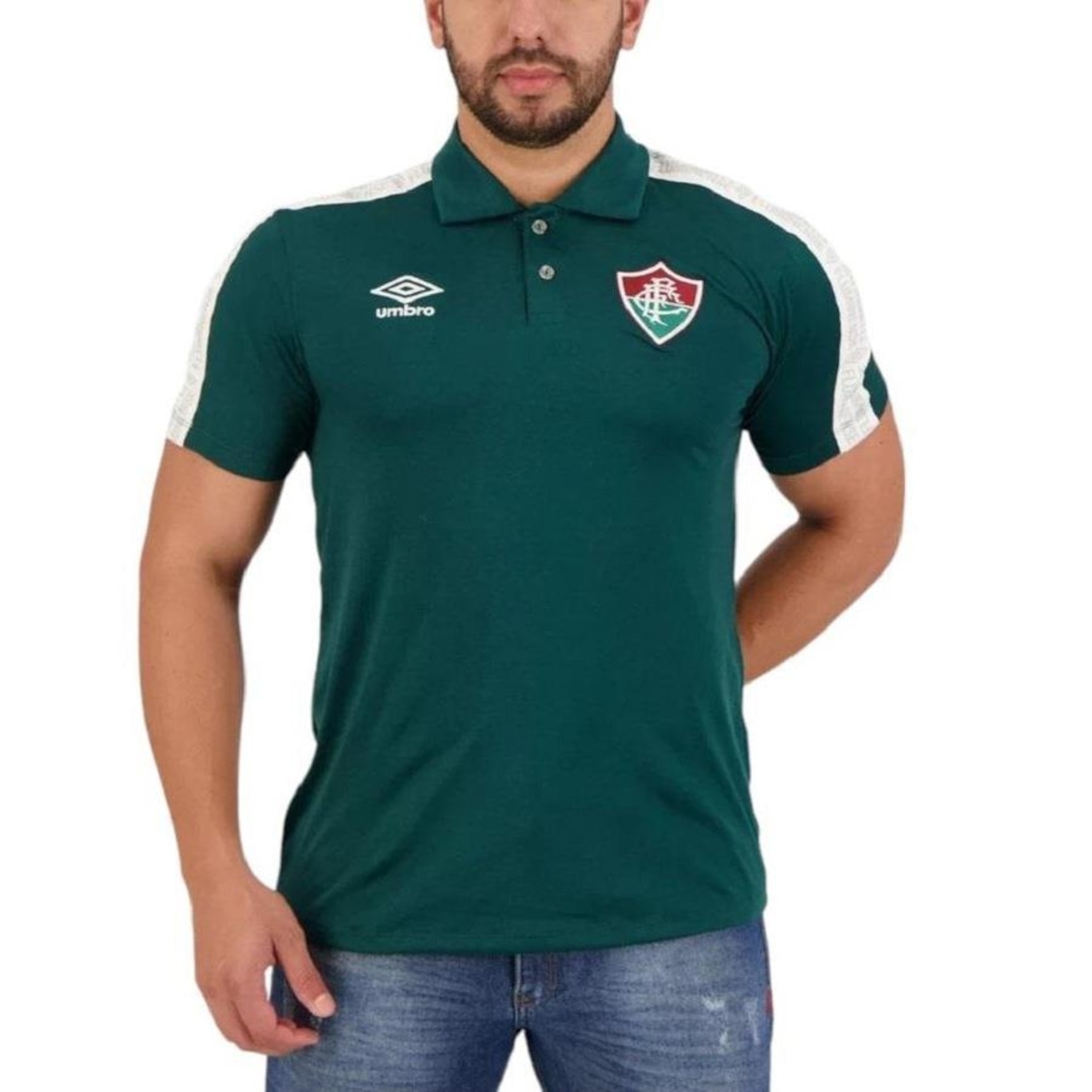 Camisa Polo do Fluminense 2022 Umbro Viagem - Masculina - Foto 1