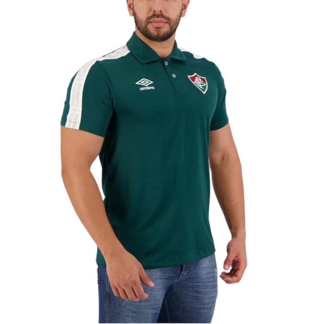 Camisa Polo do Fluminense 2022 Umbro Viagem - Masculina - Foto 2