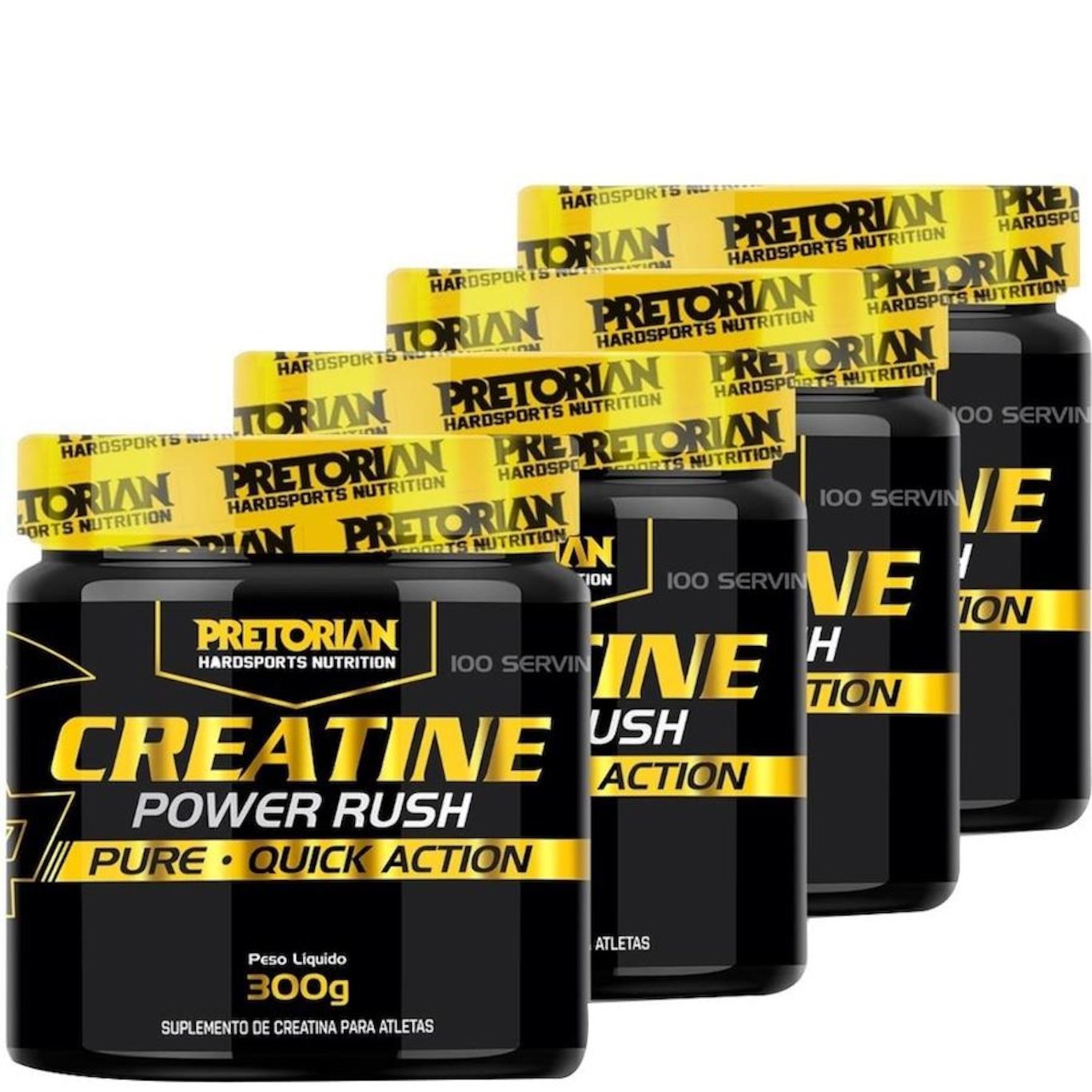 Kit 4X Creatina Power Rush 300G - Pretorian - Foto 1