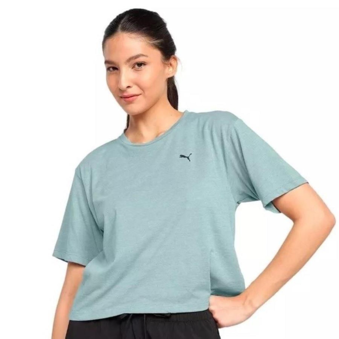 Camiseta Cropped Puma Performance Heather - Feminina - Foto 1