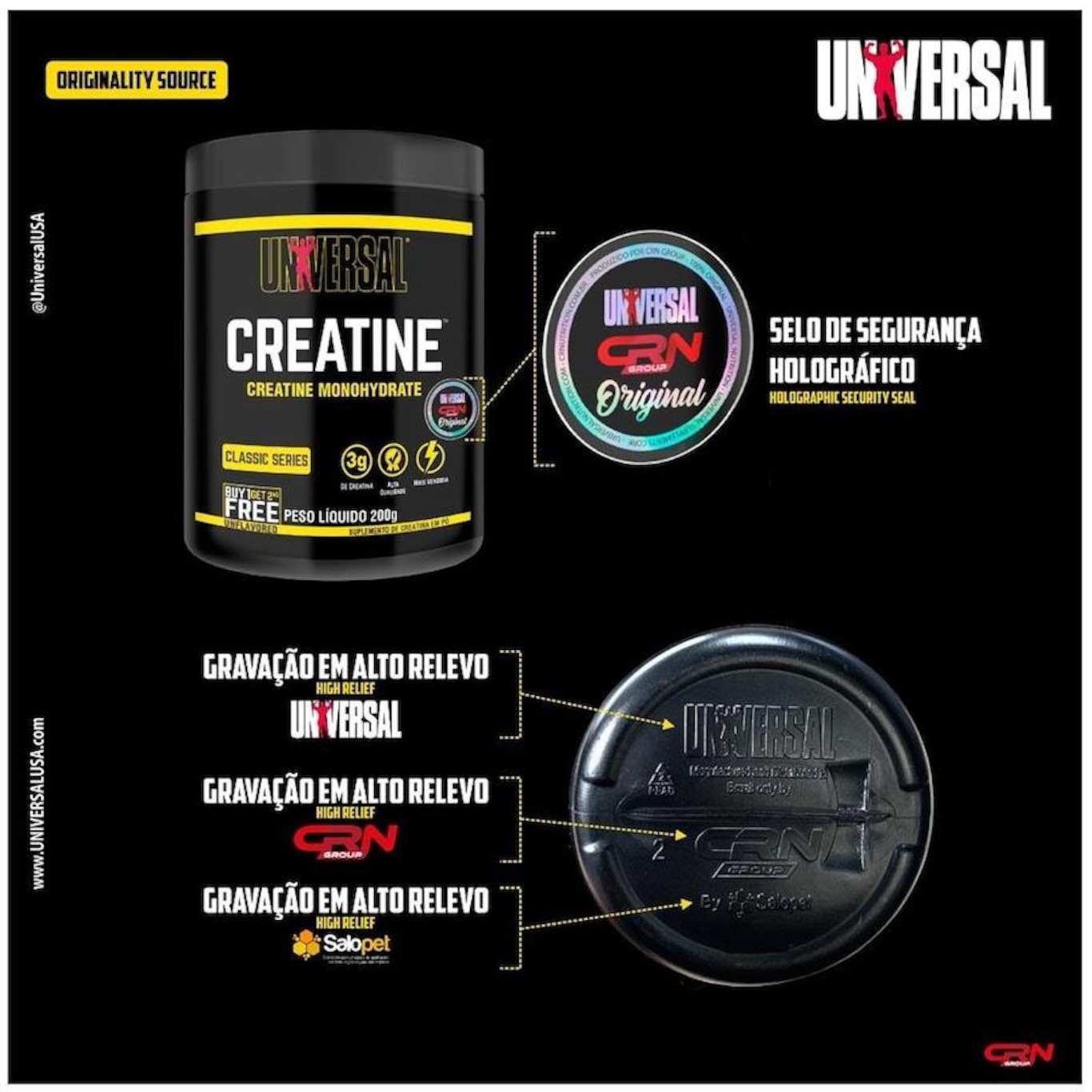 Combo 4X Creatina Universal 200G Universal Nutrition + Coqueteleira Universal - Foto 3