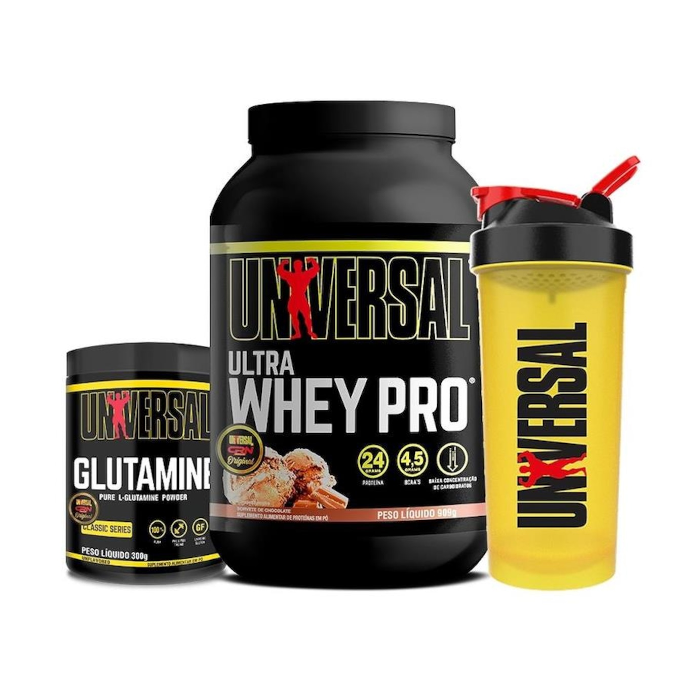 Kit Ultra Whey Pro 900G + Glutamina 300G + Coqueteleira - Universal - Foto 1