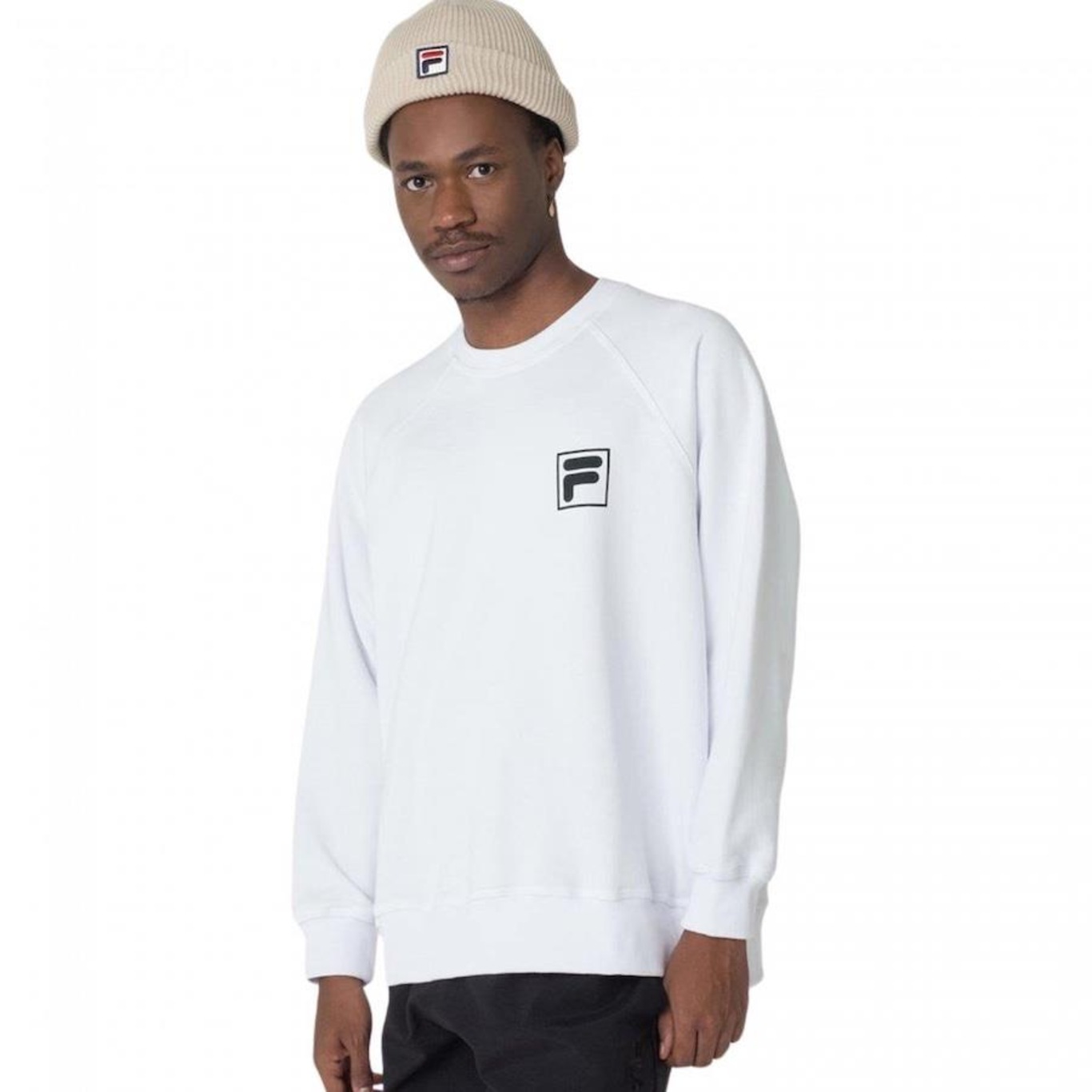 Blusão de Moletom sem Capuz Fila White F-Box - Masculino - Foto 1