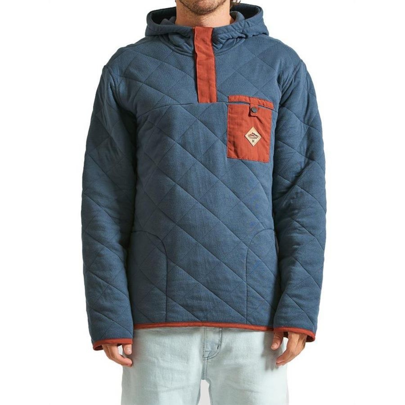 Blusão com Capuz Hurley Russel 1/4 Snap Fleece Po W24 Masculina - Foto 1