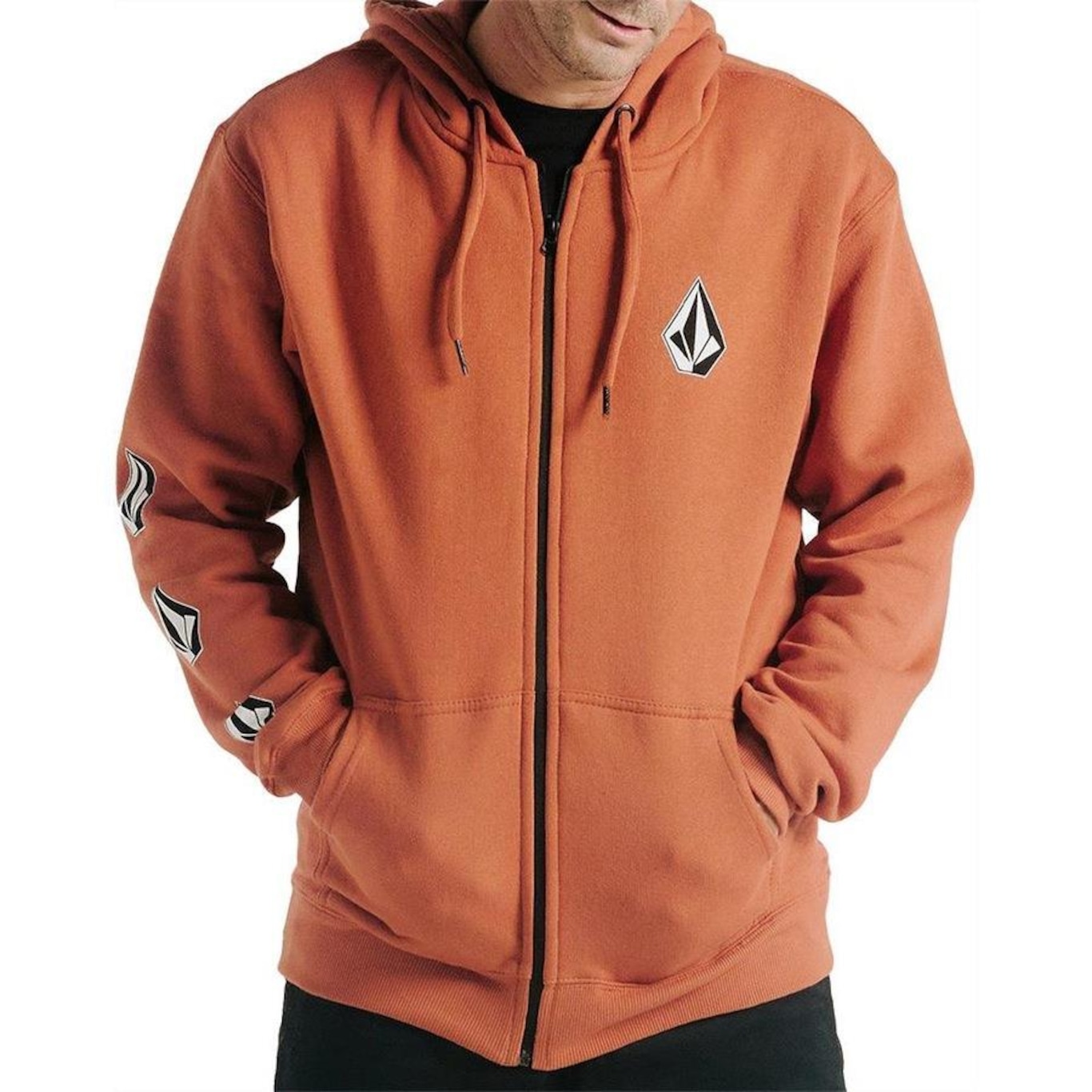 Blusão de Moletom com Capuz Volcom Aberto Iconic Stone Wt24 - Masculino - Foto 1