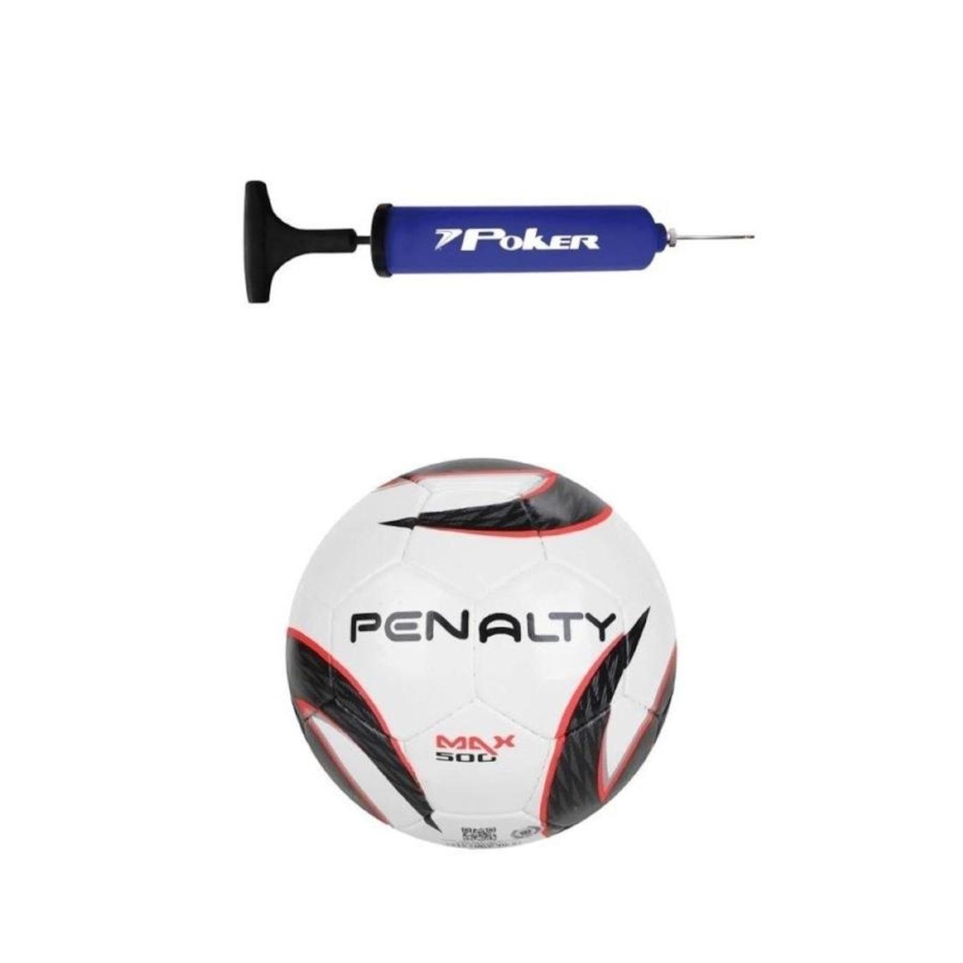 Kit Bola Futsal Penalty Max 500 Termotec + Bomba de Ar Azul - Foto 1