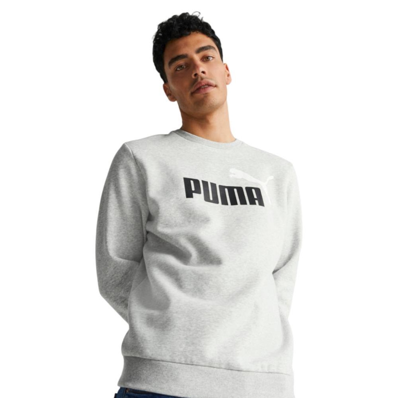 Blusão de Moletom sem Capuz Puma Big Logo Crew - Masculina - Foto 1