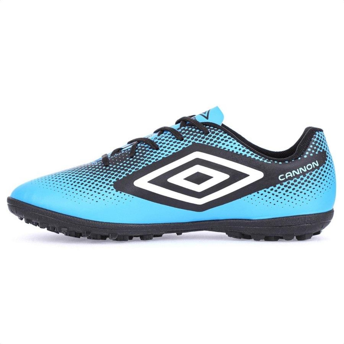 Chuteira Umbro Society Cannon Azul Preto E Branco - Masculino - Foto 2