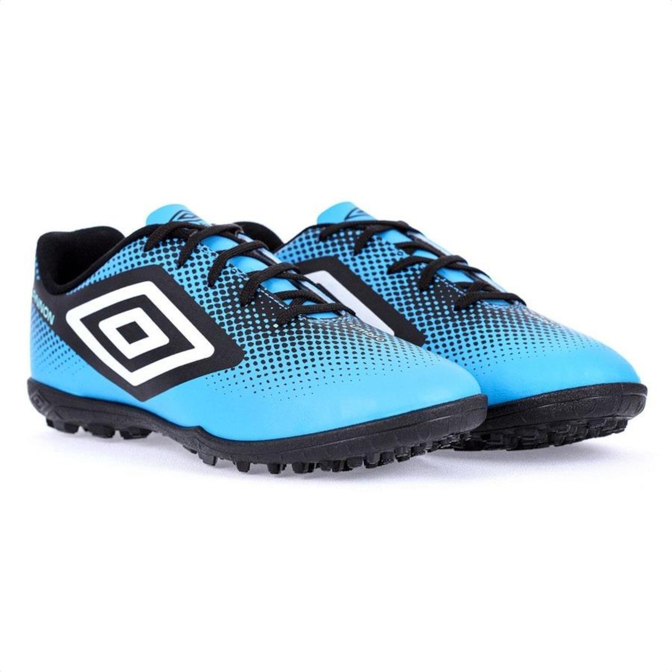 Chuteira Umbro Society Cannon Azul Preto E Branco - Masculino - Foto 3