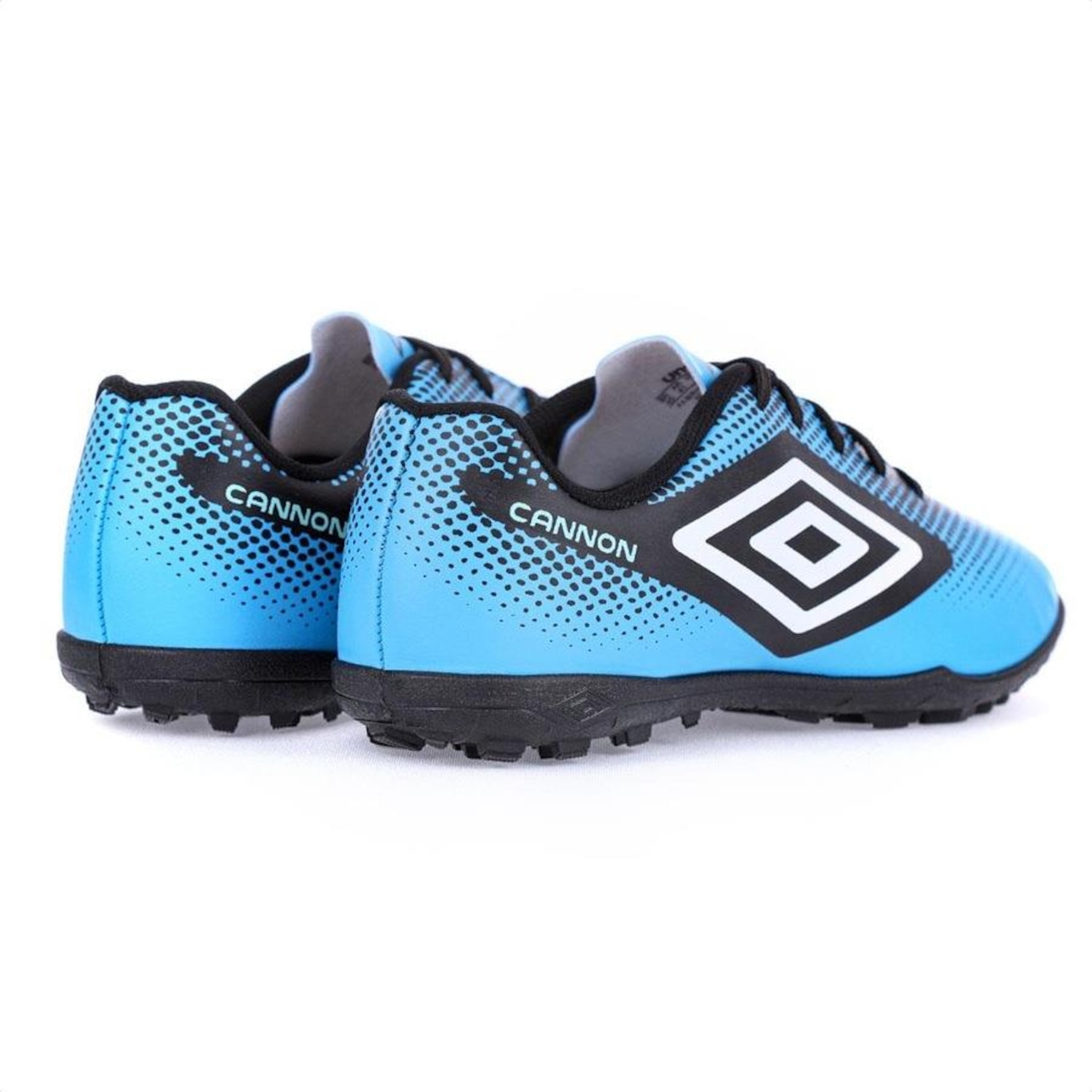 Chuteira Umbro Society Cannon Azul Preto E Branco - Masculino - Foto 4