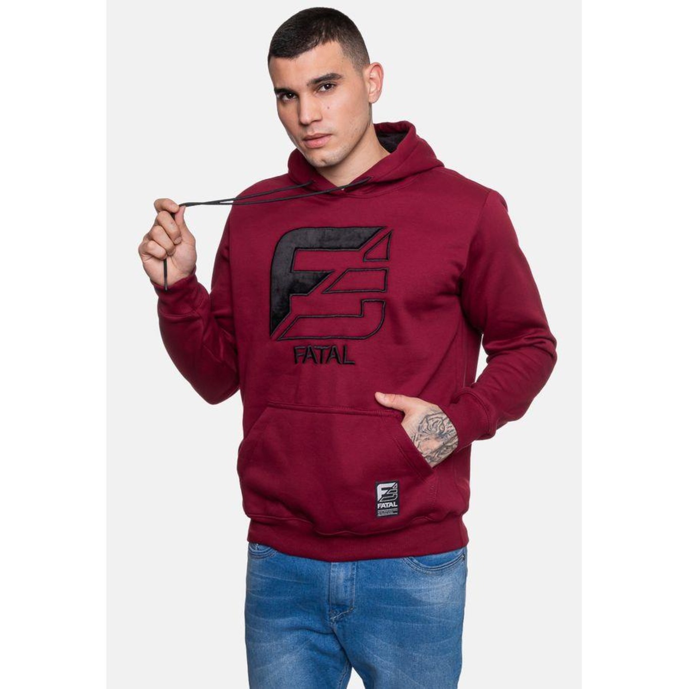 Blusão de Moletom com Capuz Fatal Fechado Skin - Masculino - Foto 4