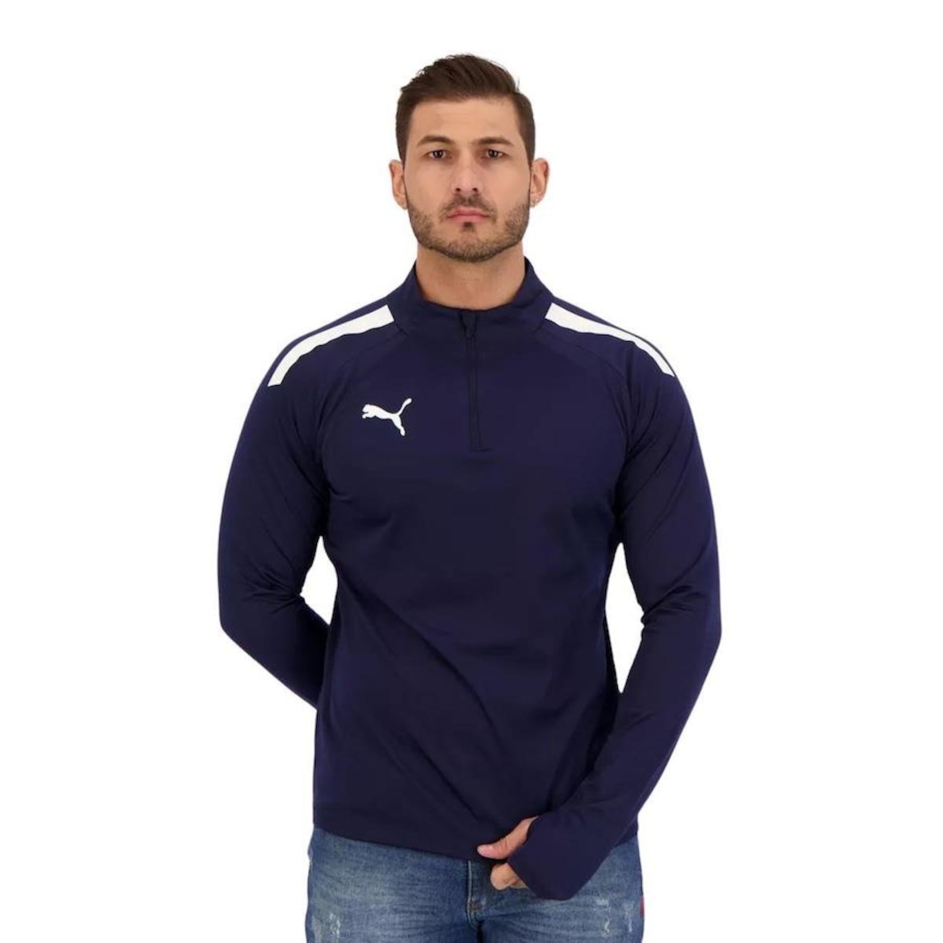 Blusão Puma Team Liga 1/4 Zip Top - Masculina - Foto 1