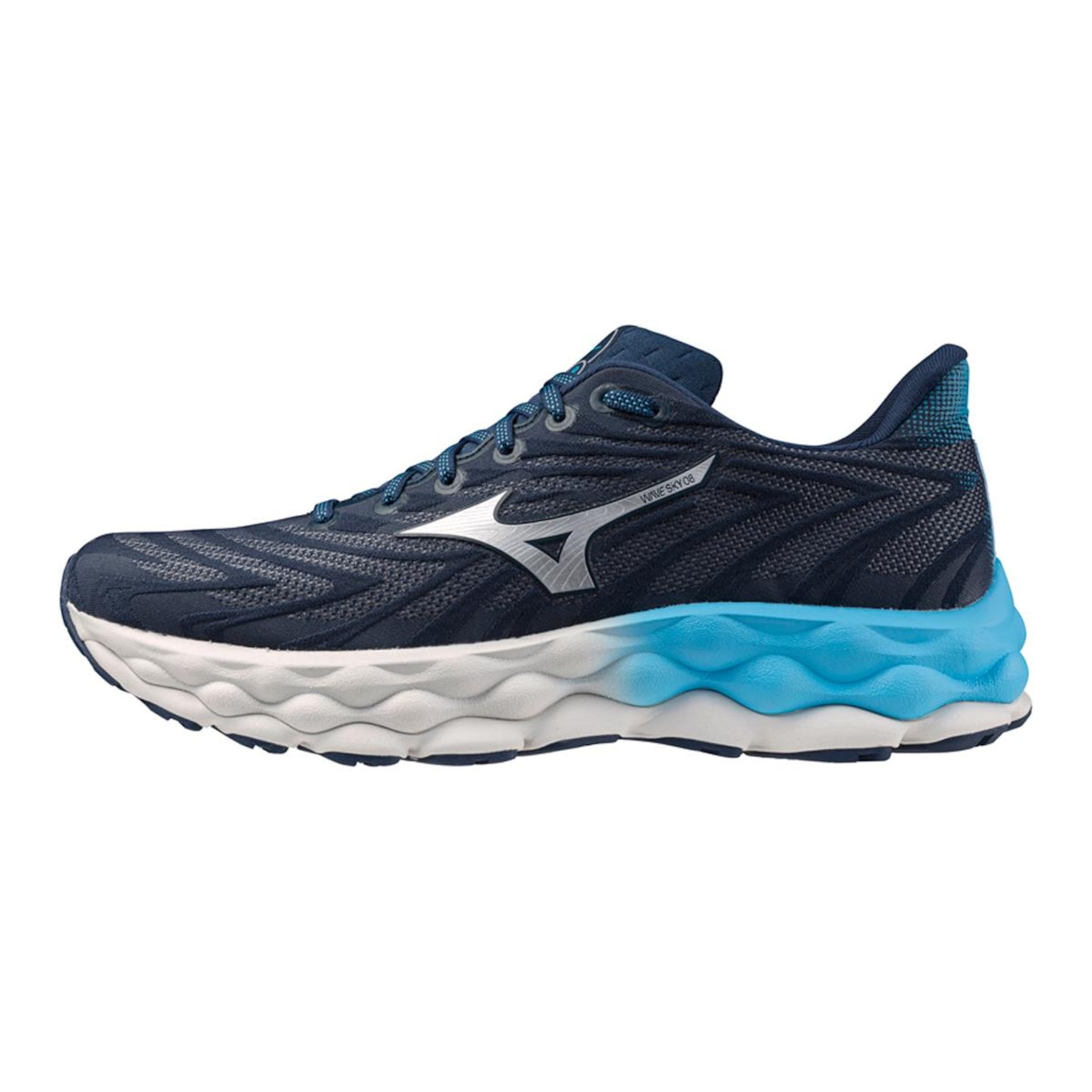 Tênis Mizuno Wave Sky 8 - Masculino - Marinho-Branco - Foto 2