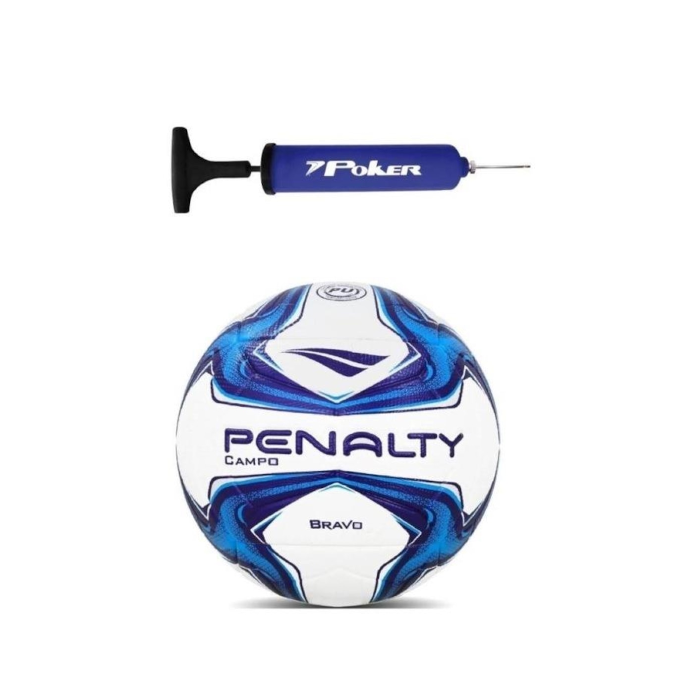 Kit Bola de Futebol de Campo Penalty Bravo Xxiv + Bomba de Ar - Foto 1