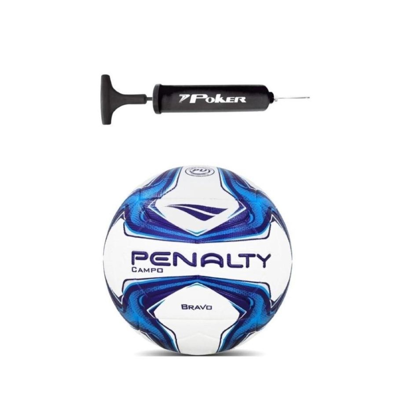 Kit Bola de Futebol de Campo Penalty Bravo Xxiv + Bomba de Ar - Foto 1