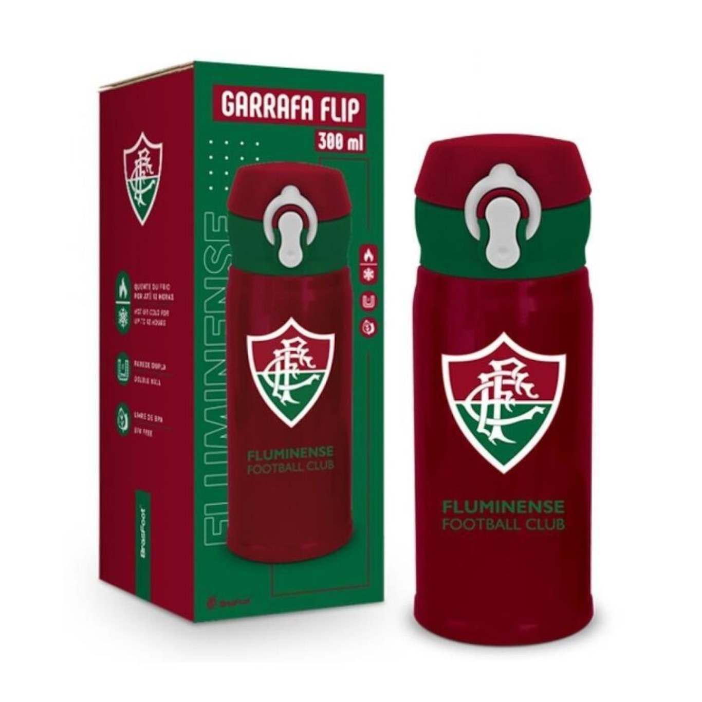 Garrafa Térmica Flip Brasfoot Fluminense - Foto 1