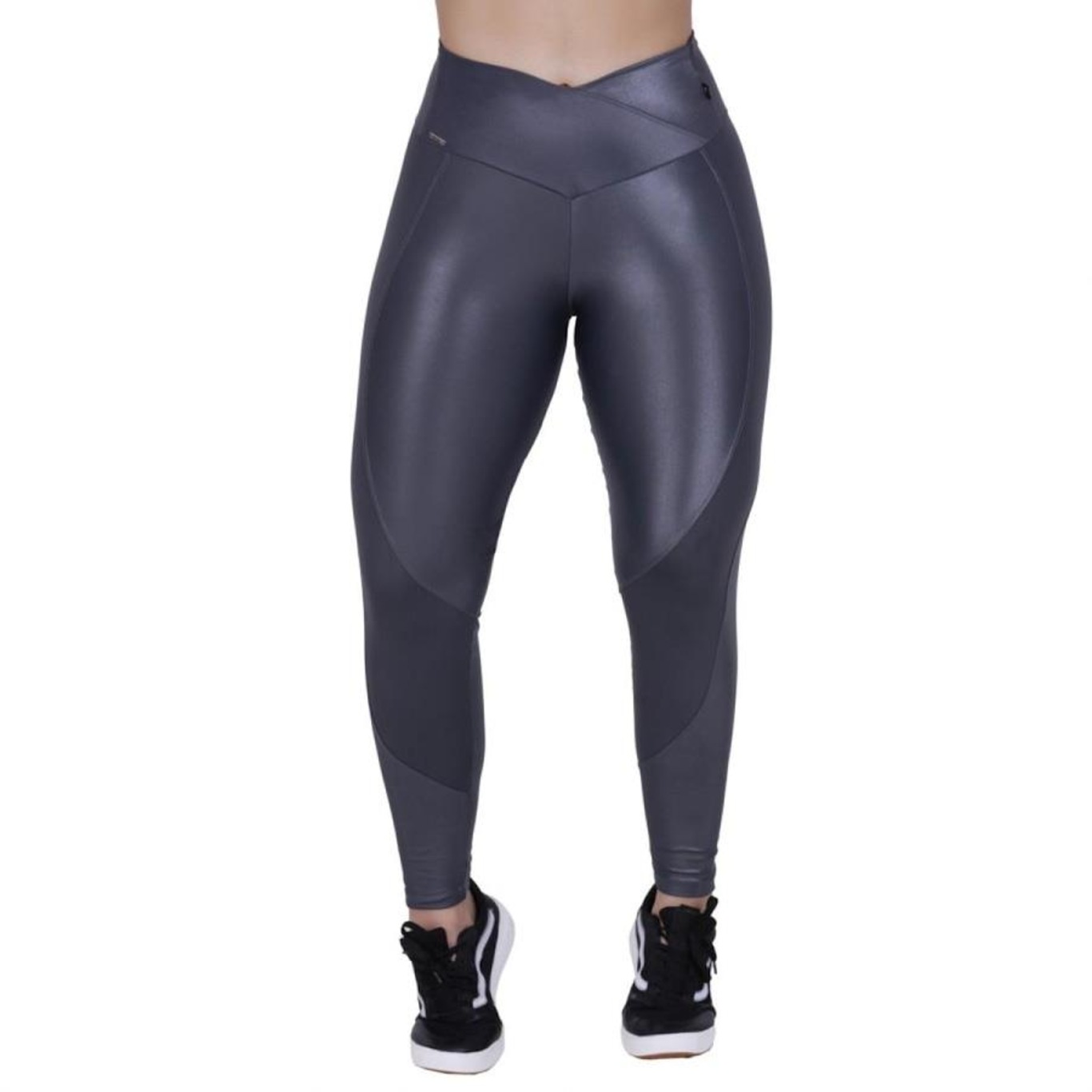 Calça Legging Orbis Fitness Cirre Liso Poliamida Cós Transpasse - Feminina - Foto 1