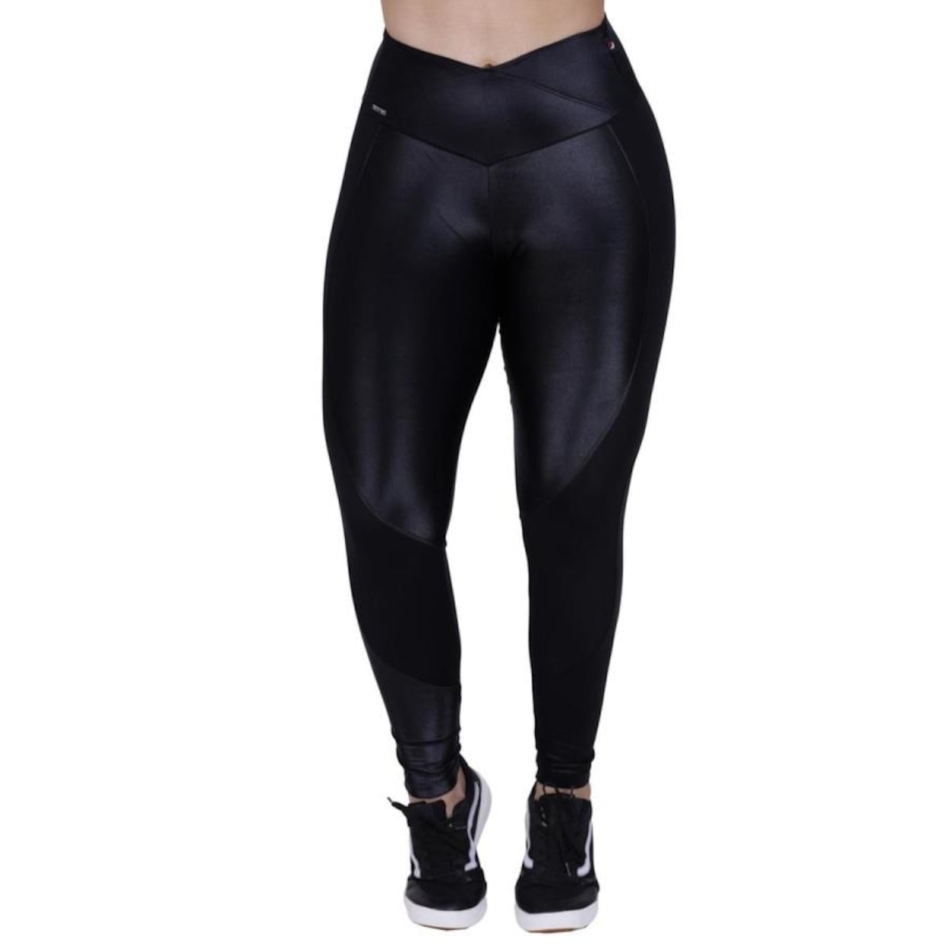 Calça Legging Orbis Fitness Cirre Liso Poliamida Cós Transpasse - Feminina - Foto 1