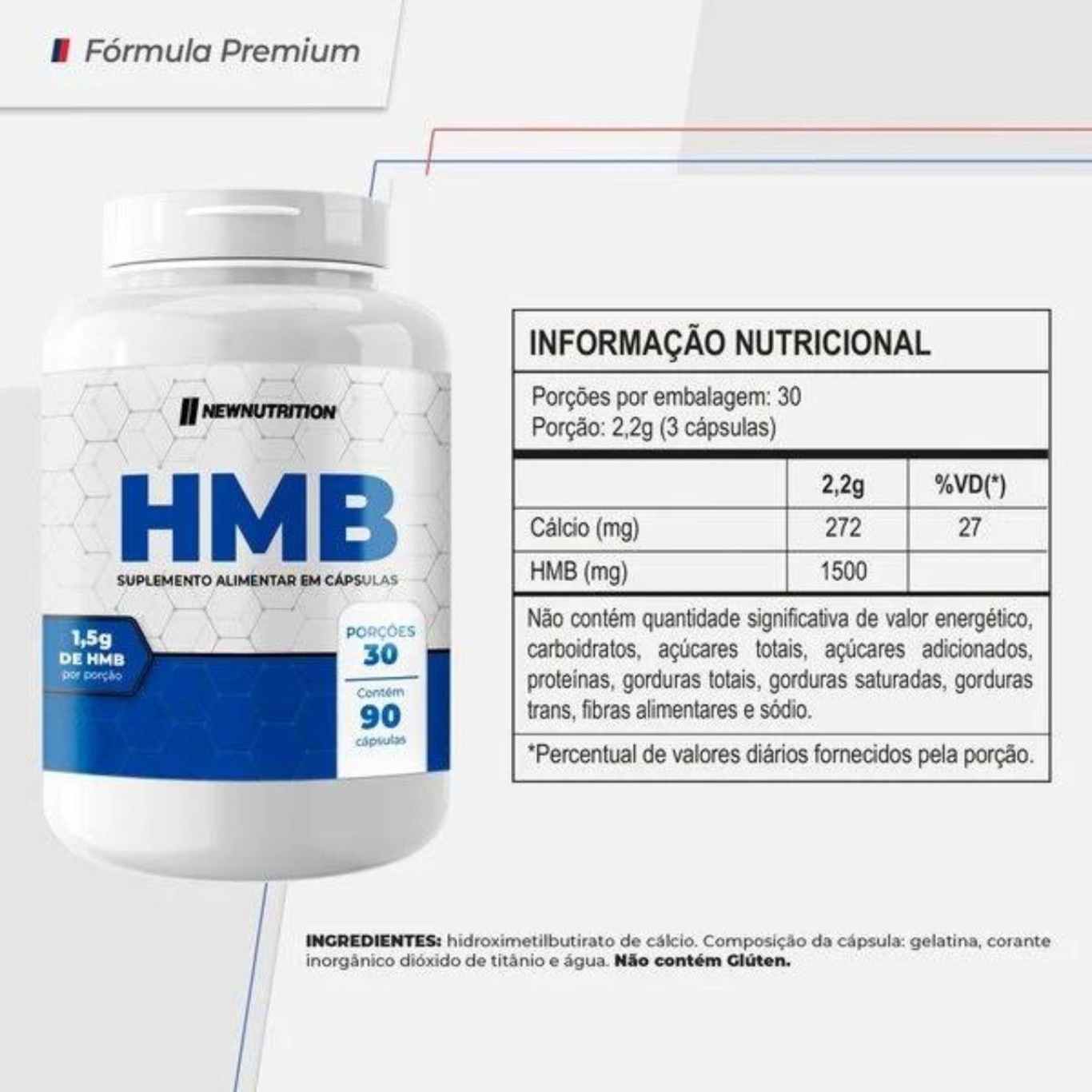 Hmb 1500Mg 90 Cápsulas (Hidroximetilbutirato) - Newnutrition - Foto 2