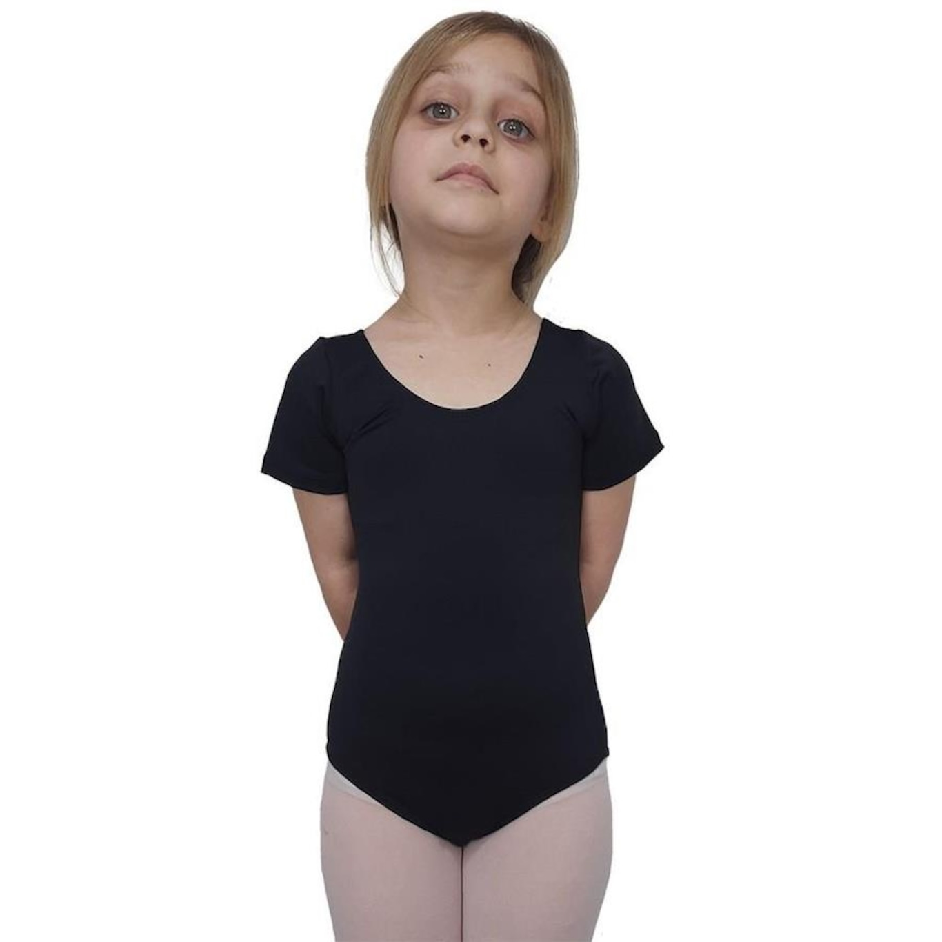 Collant Ballet Vya Fit Meia Manga Liso - Infantil - Foto 1