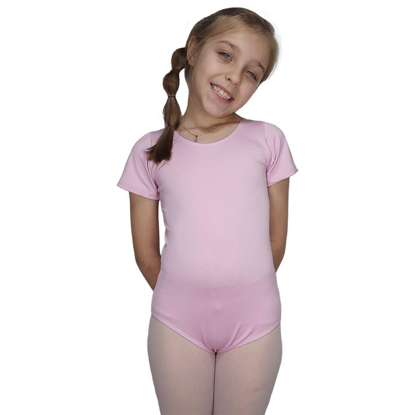 Collant Ballet Vya Fit Meia Manga Liso - Infantil - Foto 1