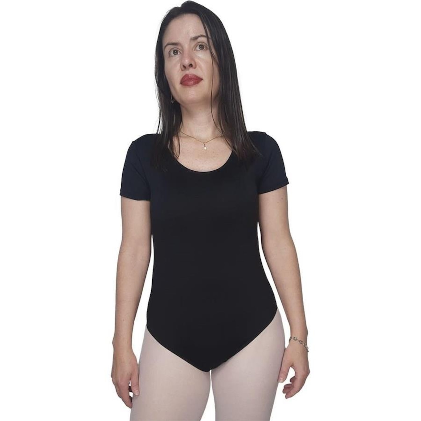 Collant Ballet Vya Fit Meia Manga Liso - Feminino - Foto 1