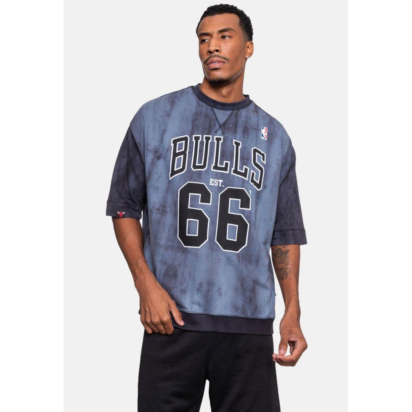 Camiseta Nba Oversized Moletinho Chicago Bulls - Masculina - Foto 4