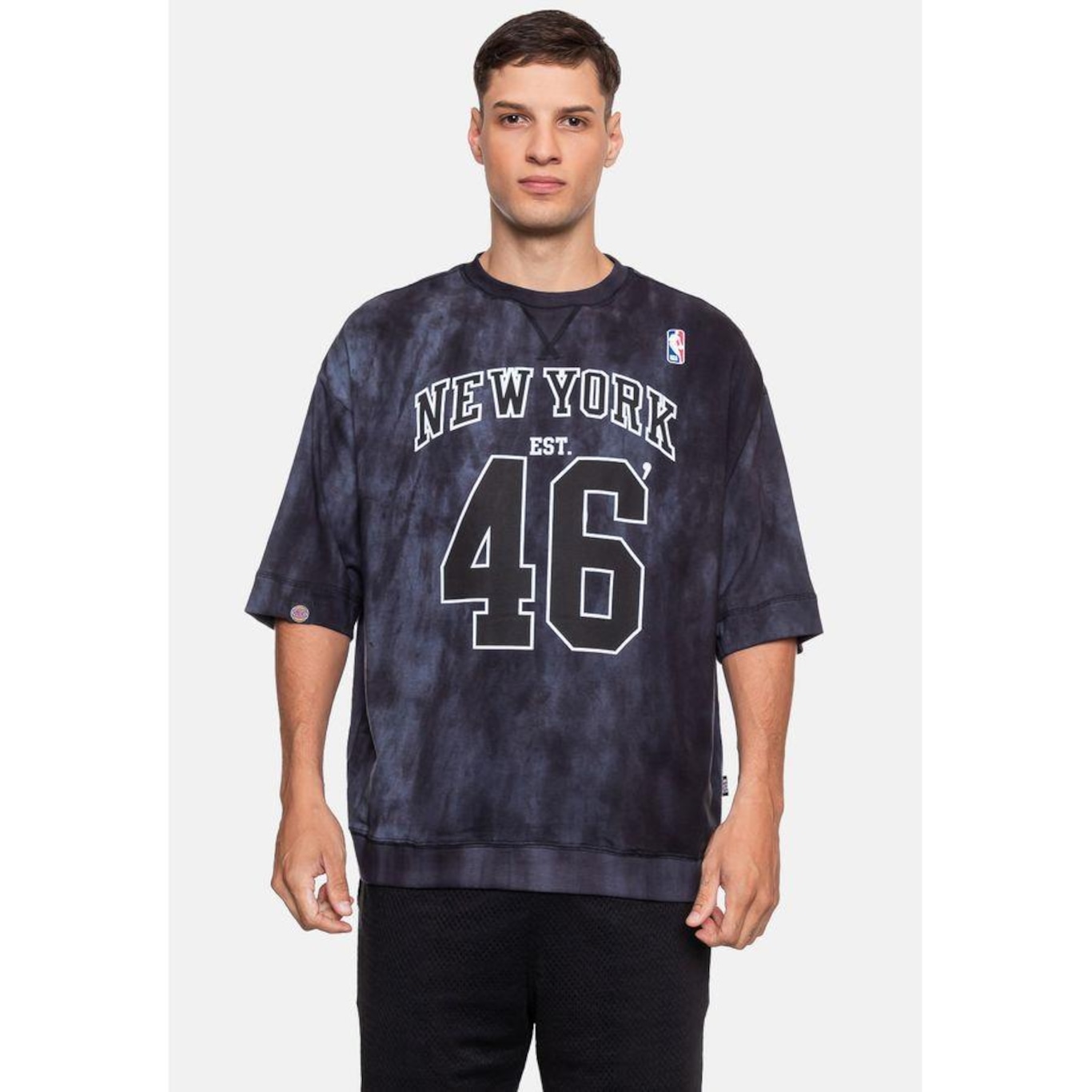 Camiseta Nba Oversized Moletinho New York Knicks - Masculina - Foto 1