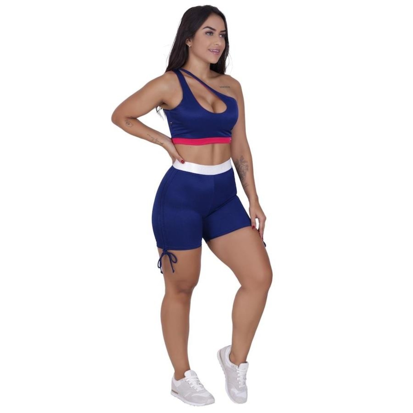 Top Fitness Feminino Um Ombro Poliamida Fio Brilho Acetinado Bojo - Foto 4