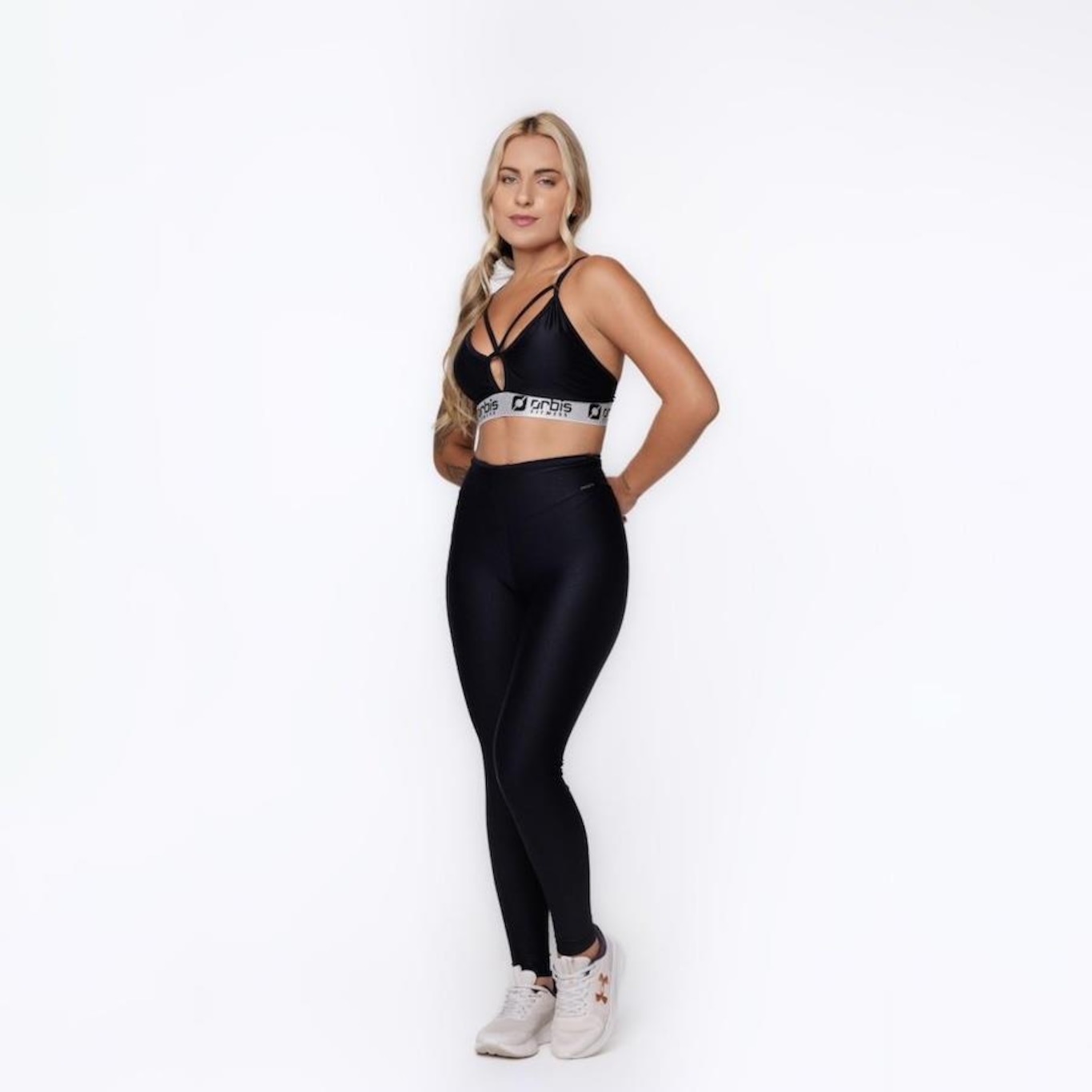 Conjunto Fitness Orbis: Calça Legging com Bolso + Top Tiras Bojo - Feminina - Foto 2