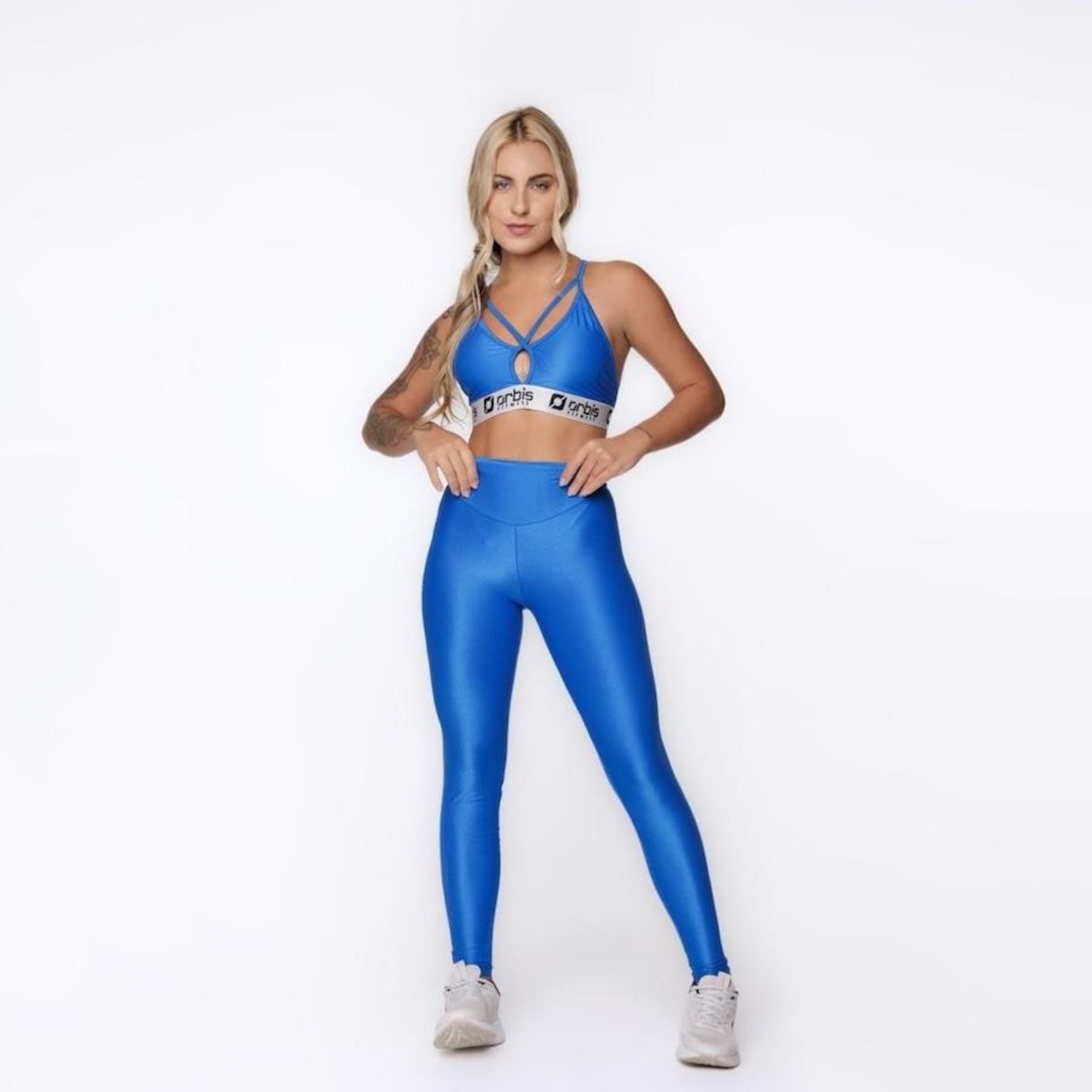 Conjunto Fitness Orbis: Calça Legging com Bolso + Top Tiras Bojo - Feminina - Foto 1