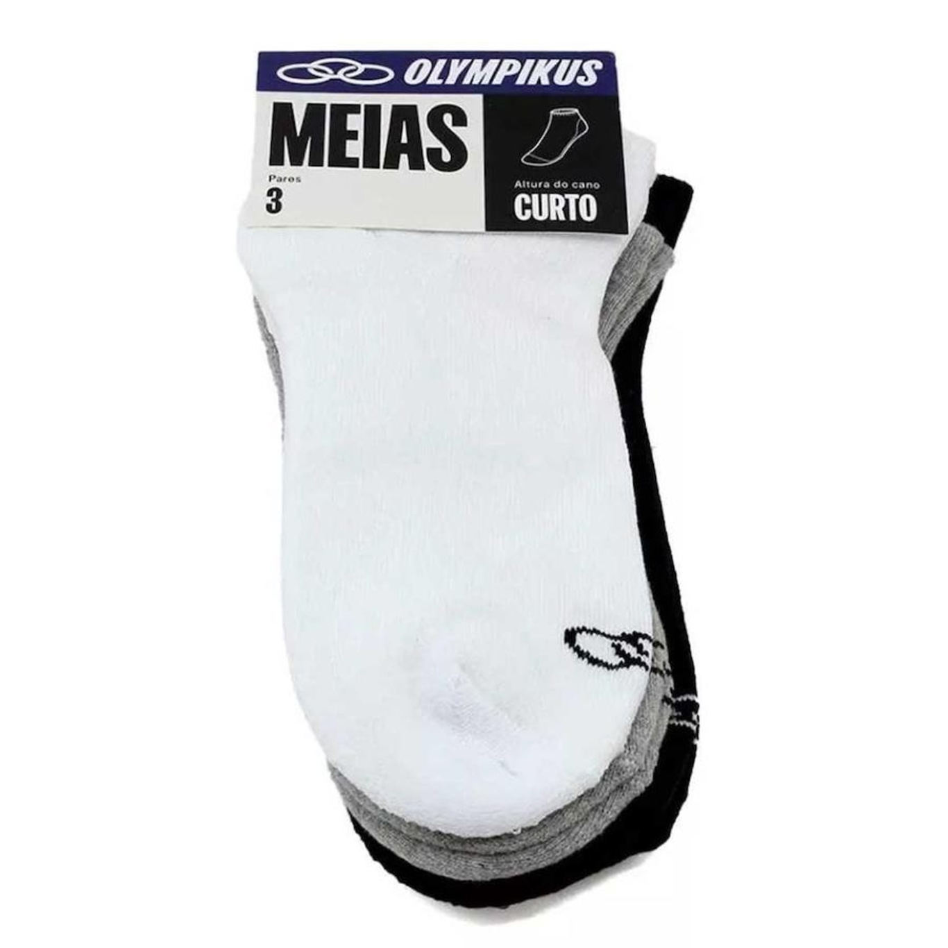 Kit Meias Olympikus  Soquete com 3 Pares - 33 a 38 - Adulto - Foto 4