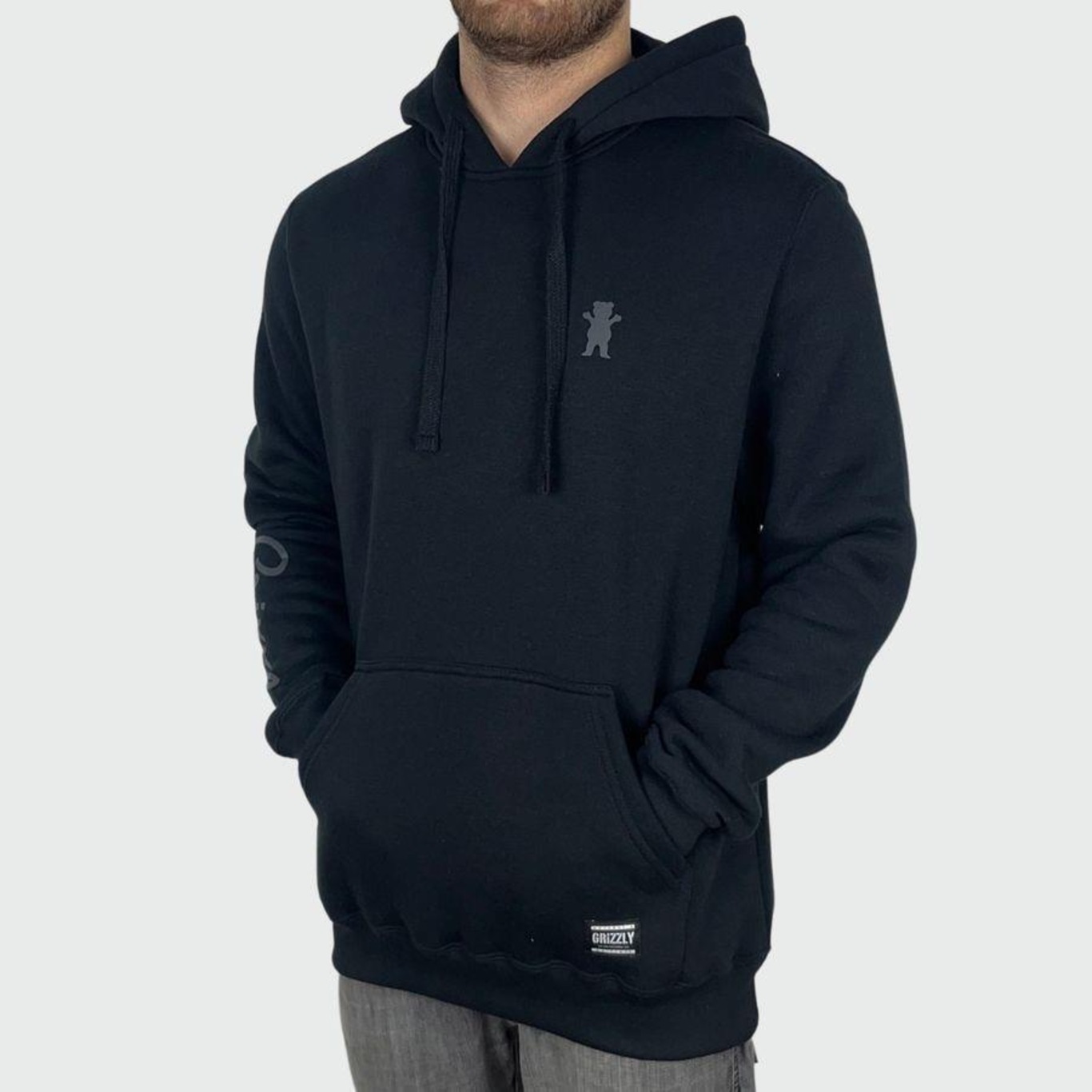 Blusão Grizzly Og Mini Bear Script Hoodie - Masculino - Foto 3