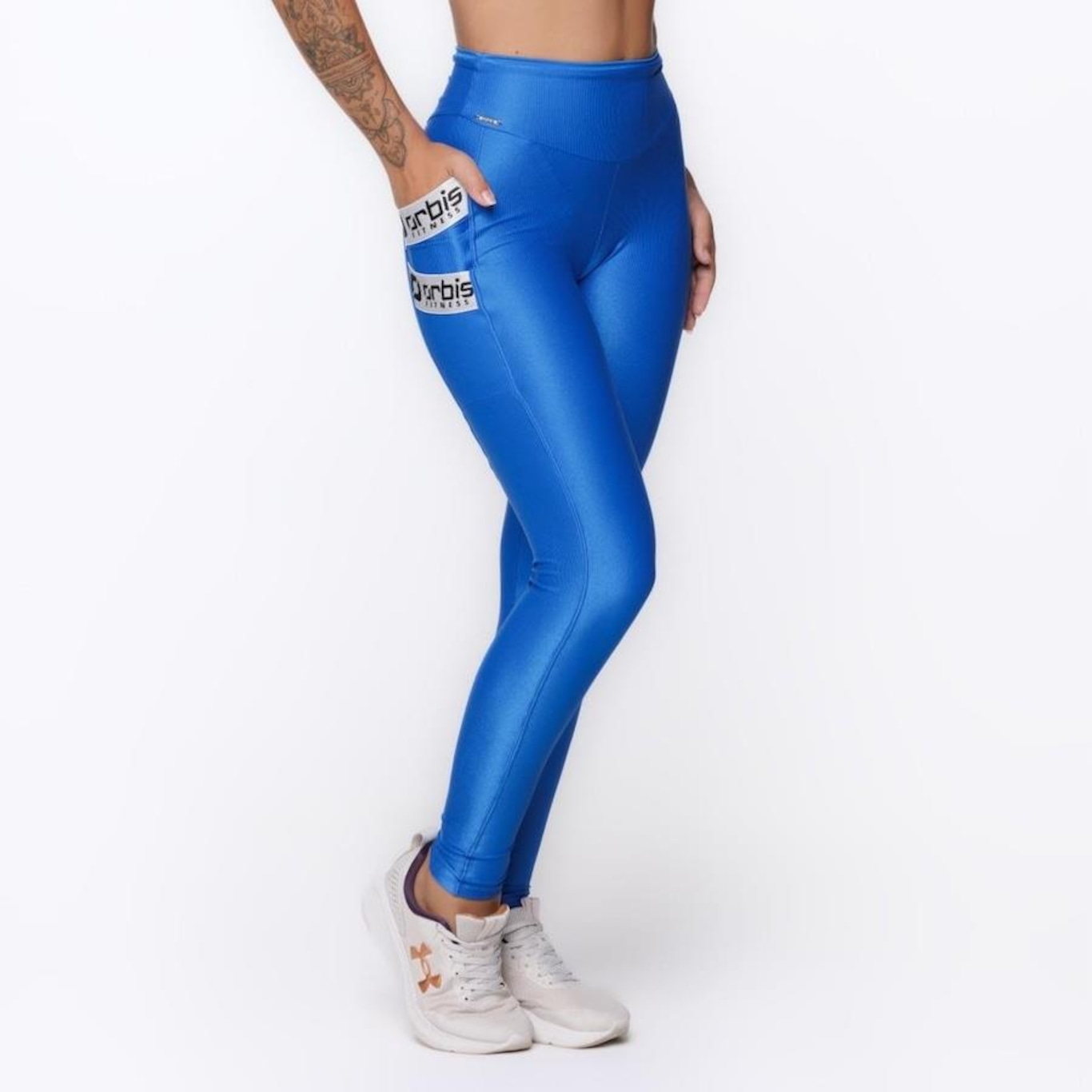 Calça Legging Orbis Fitness Cós Alto Bolso Lateral Recortes - Feminina - Foto 1