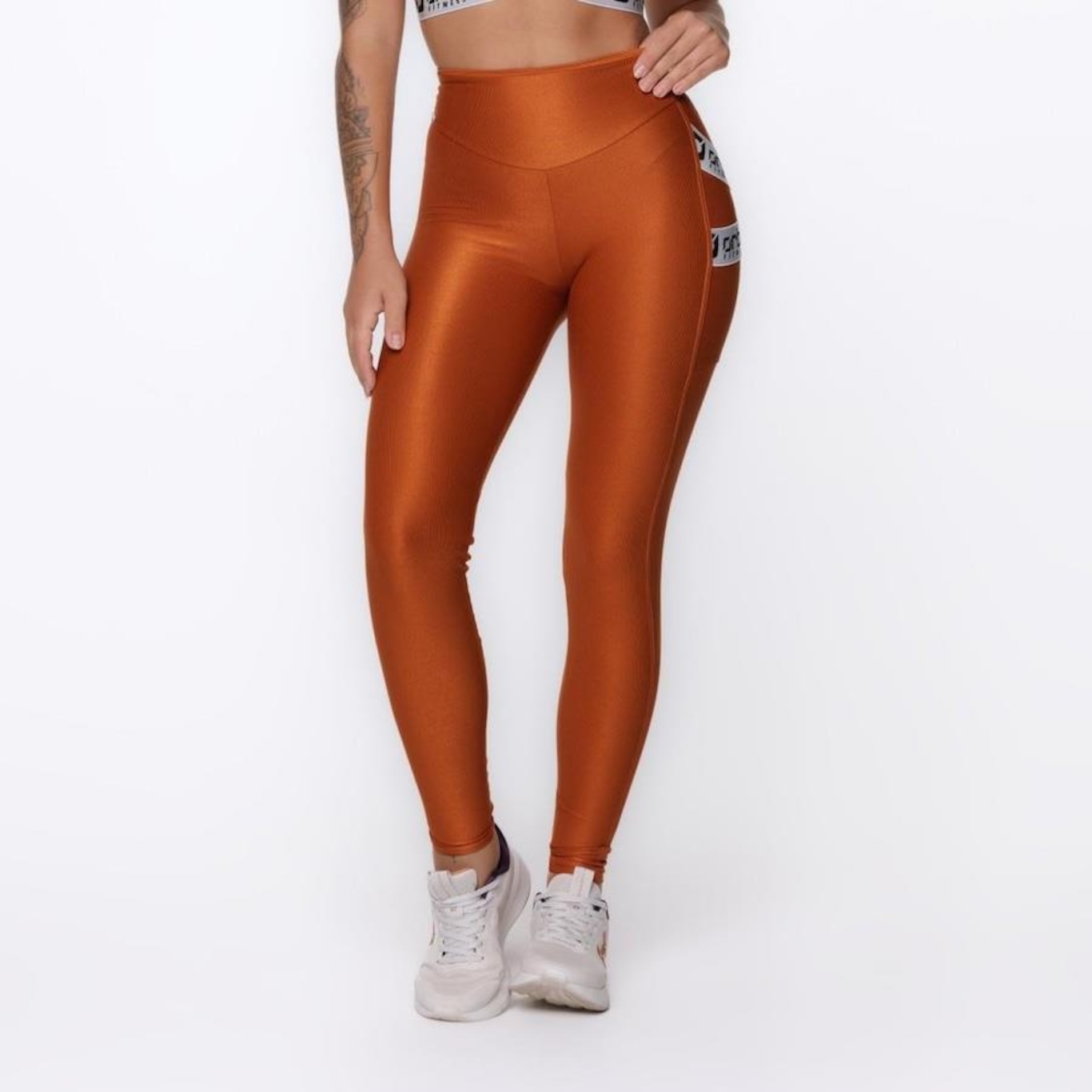 Calça Legging Orbis Fitness Cós Alto Bolso Lateral Recortes - Feminina - Foto 4