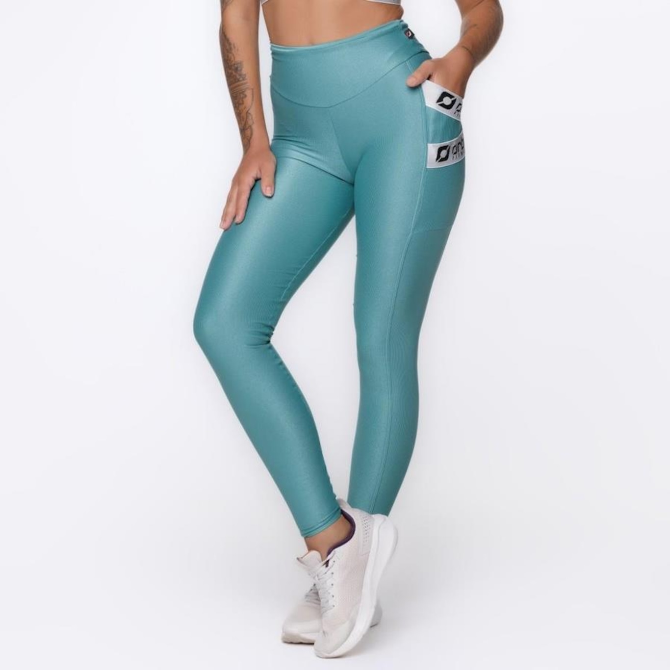 Calça Legging Orbis Fitness Cós Alto Bolso Lateral Recortes - Feminina - Foto 1