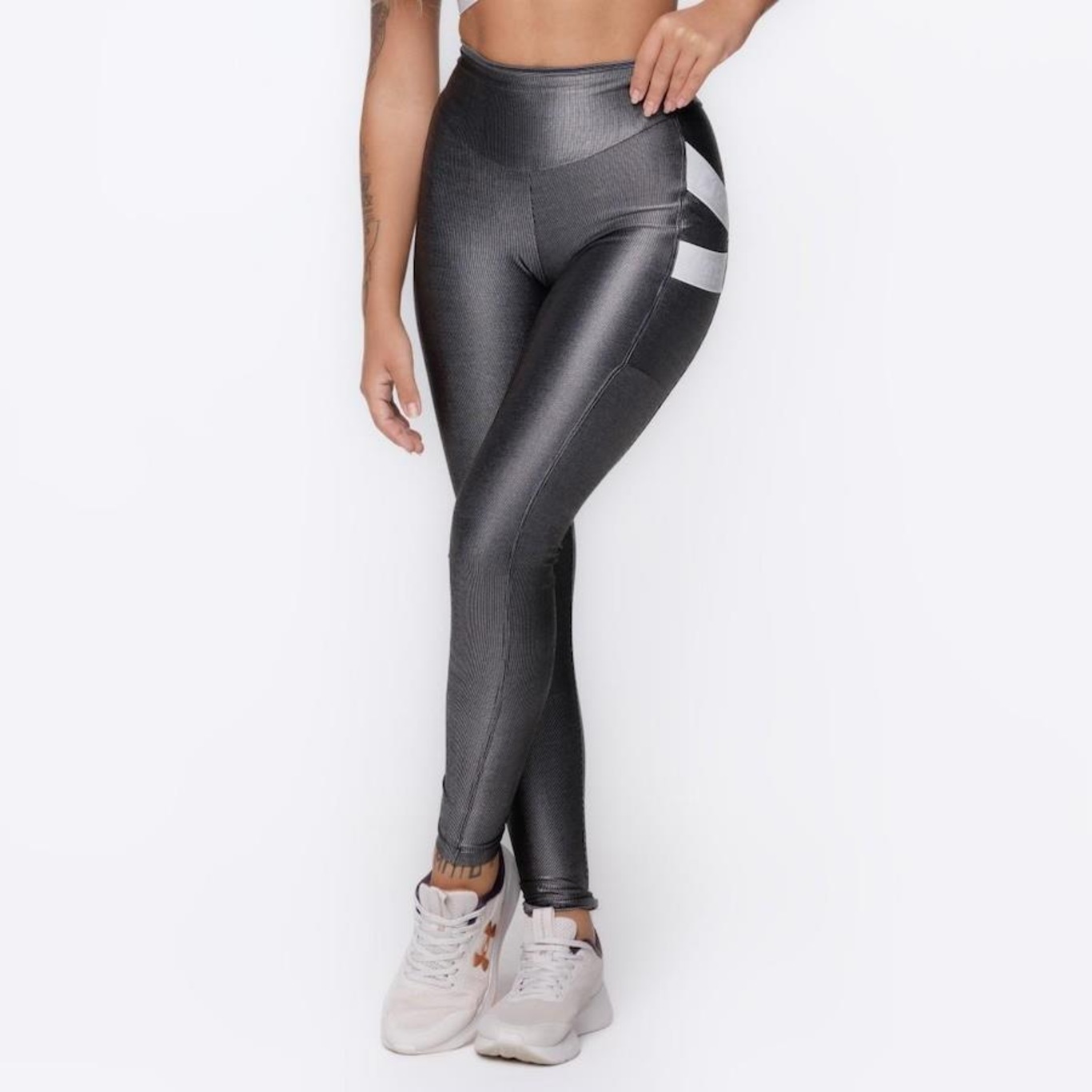 Calça Legging Orbis Fitness Cós Alto Bolso Lateral Recortes - Feminina - Foto 3