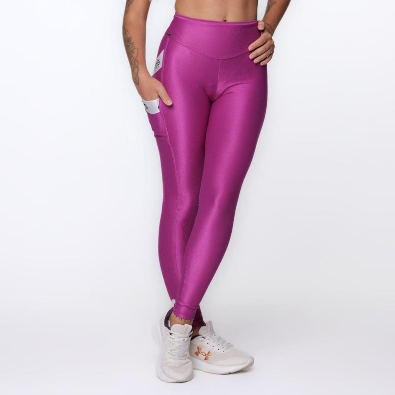 Calça Legging Orbis Fitness Cós Alto Bolso Lateral Recortes - Feminina - Foto 1