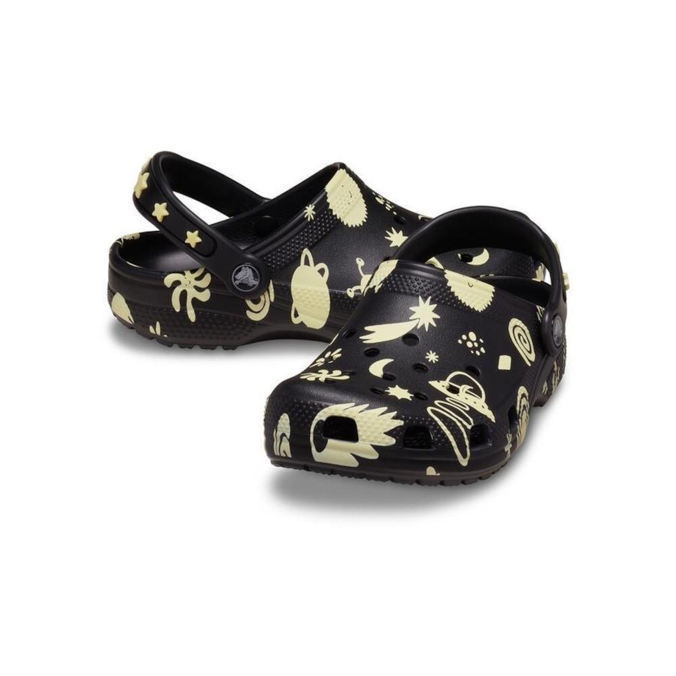 Sandália Crocs Classic Glow Space Clog K Black - Infantil - Foto 4