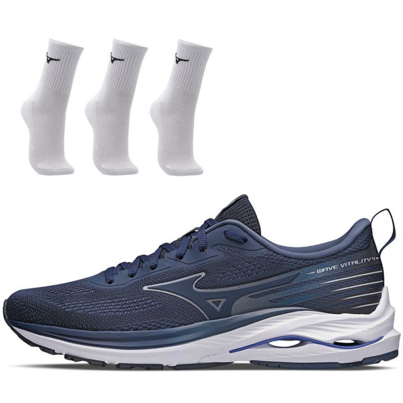 Tênis Mizuno Wave Vitality 4 + 3 Pares de Meia Cano Médio - Unissex - Foto 1