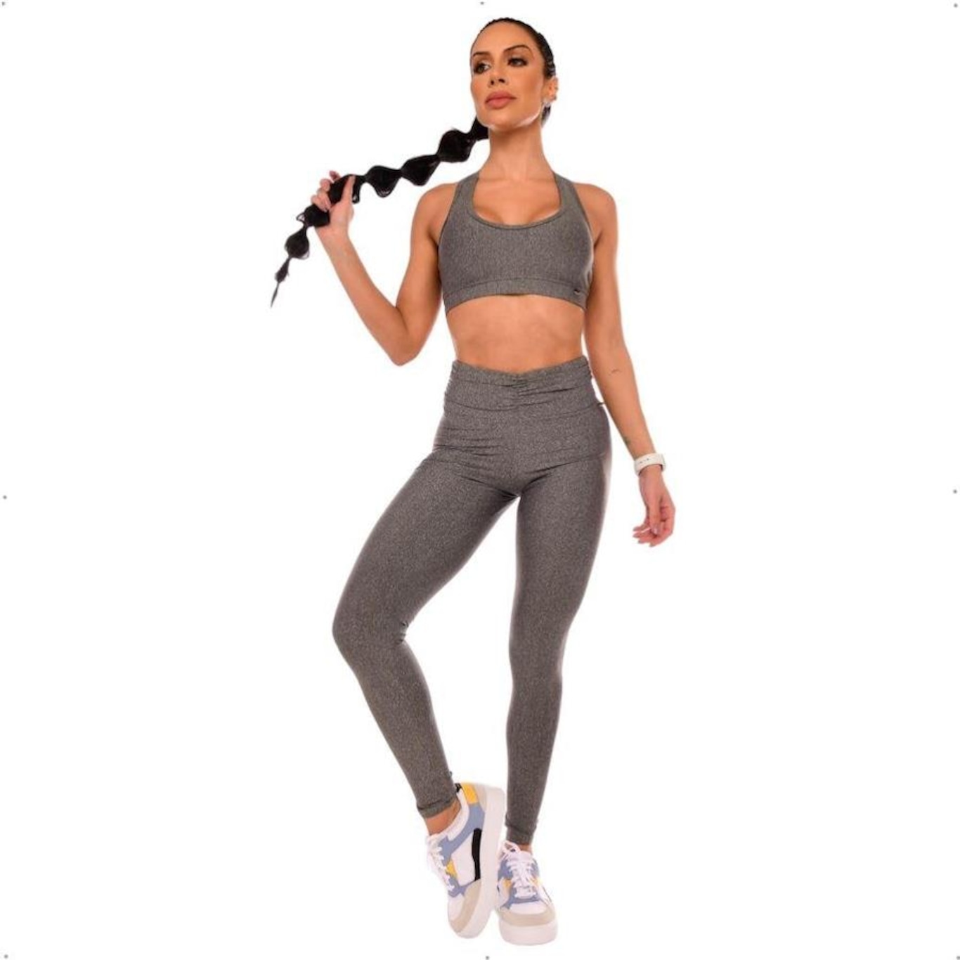 Kit Calças Leggings Vibs Fitwear Cós Franzido com 2 Peças - Feminina - Foto 3