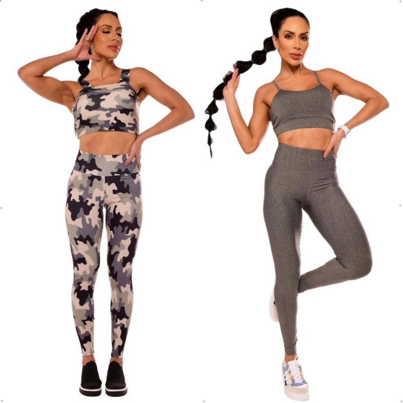 Kit Calças Leggings Vibs Cós Duplo com 2 Peças - Feminina - Foto 1