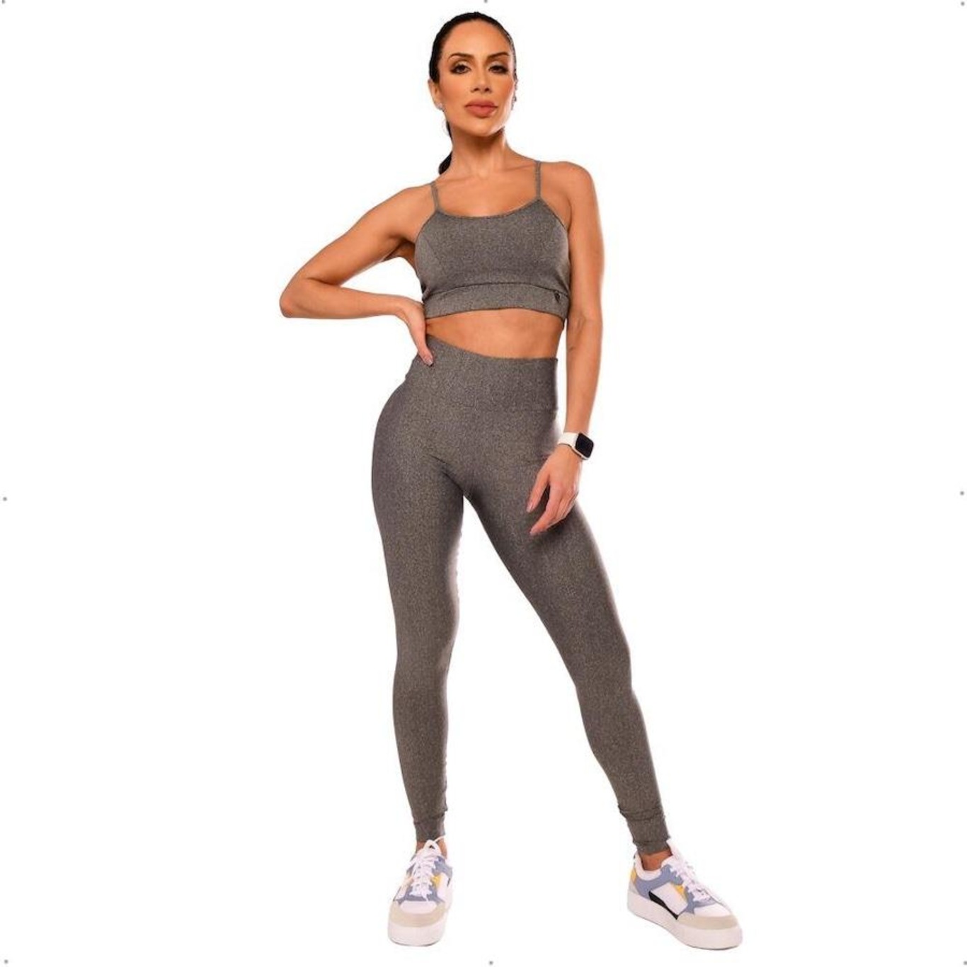 Kit Calças Leggings Vibs Cós Duplo com 2 Peças - Feminina - Foto 3