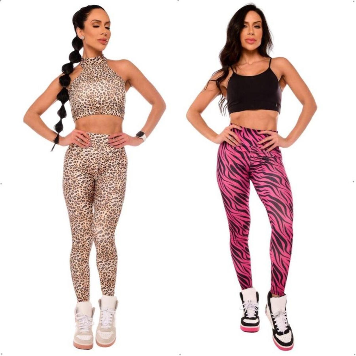 Kit Calças Leggings Vibs Cós Duplo com 2 Peças - Feminina - Foto 1