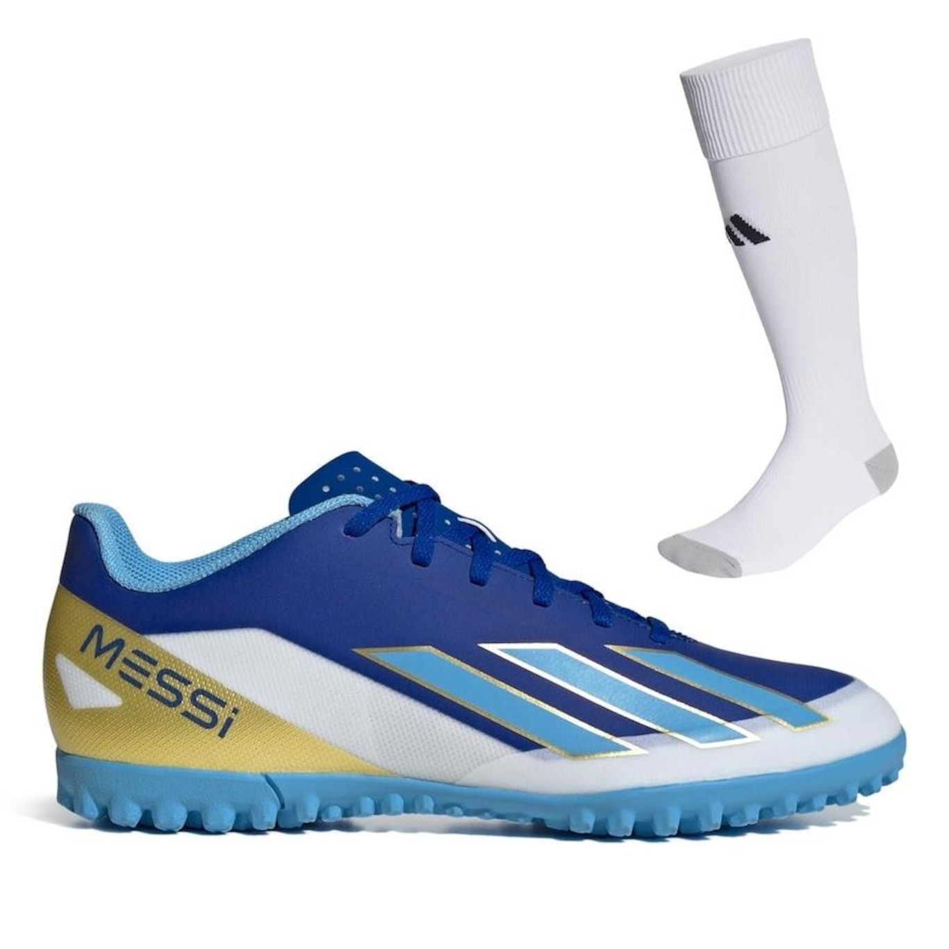 Chuteira Society adidas X Crazyfast Club Messi + Par de Meião adidas Milano 23 - Adulto - Foto 1