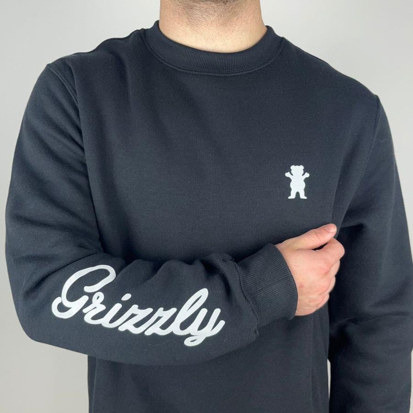 Blusão Grizzly Mini Bear Script Crewneck - Masculino - Foto 2