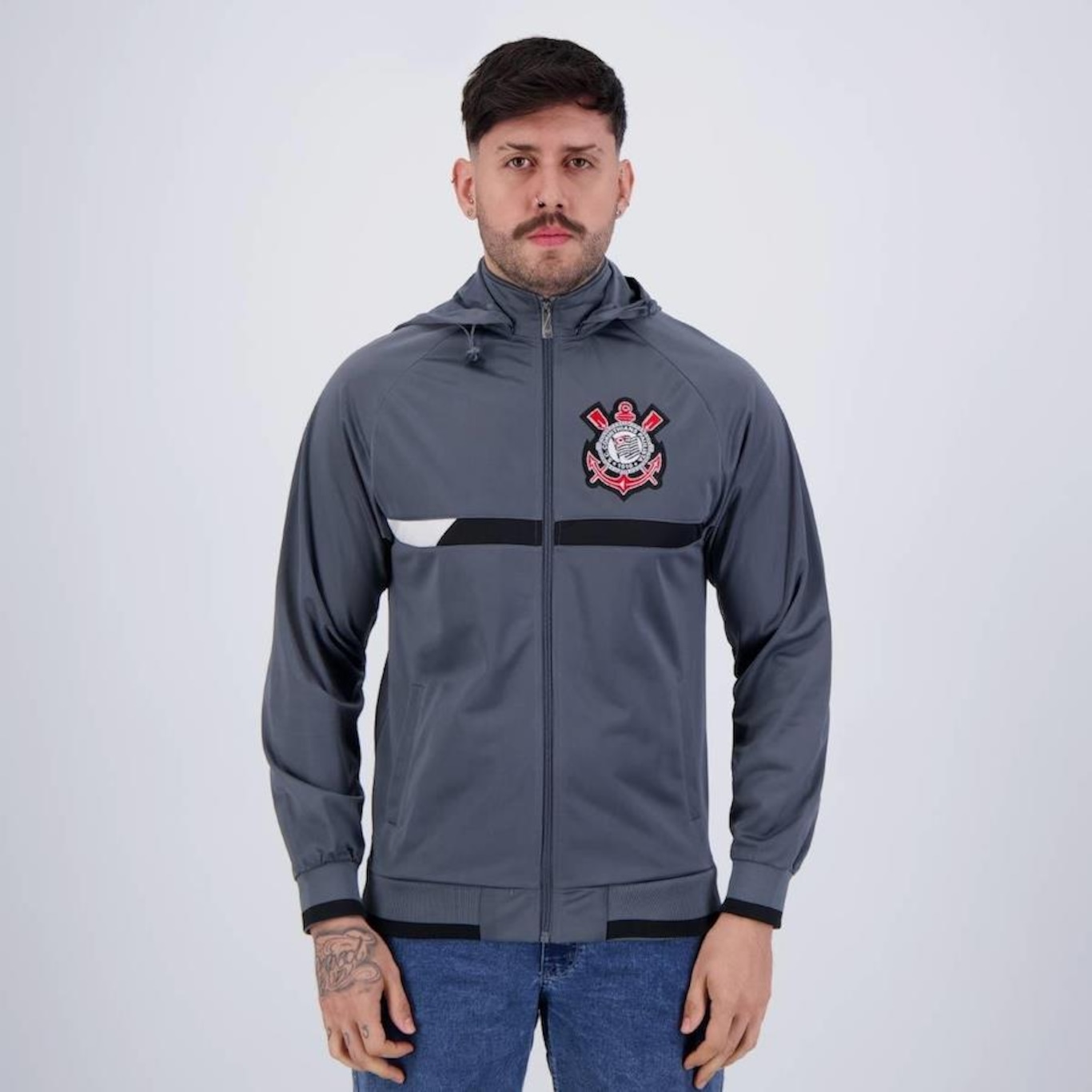 Jaqueta com Capuz Corinthians Trilobal - Masculina - Foto 1